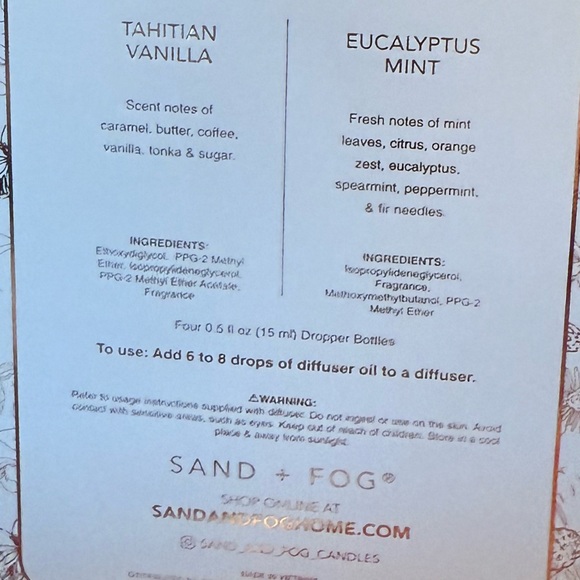 Sand + Fog NWT Inspired On The California Coast Fragrance Oil Dropper Set - Picture 6 of 6